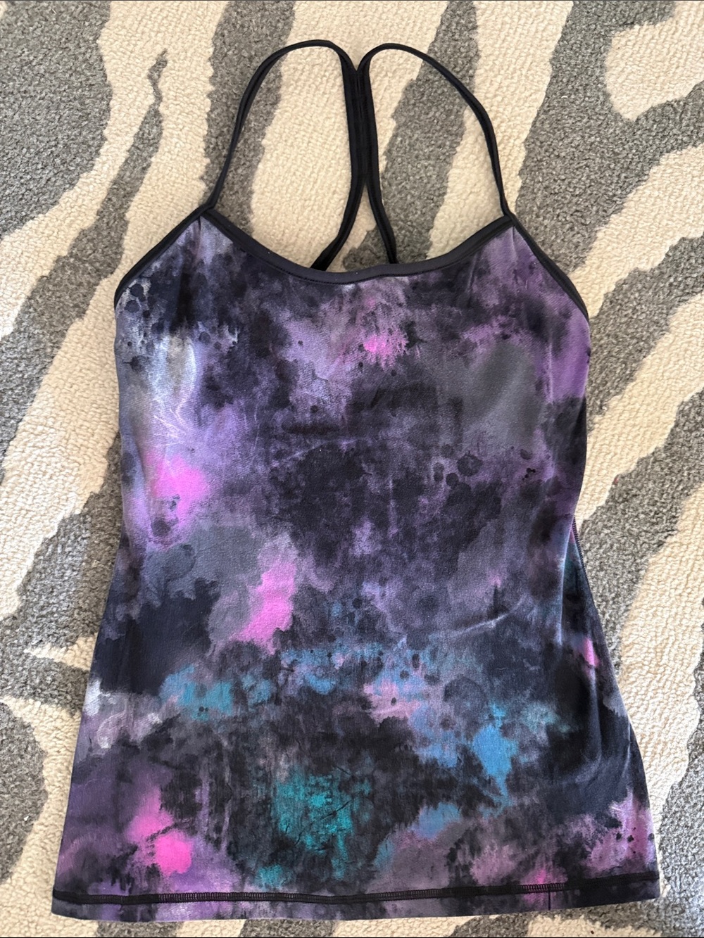 Lucy Black Tie-Dye Camisole with Purple & Teal Accents